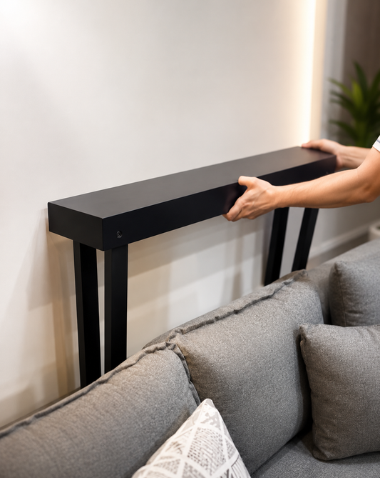 Modern Sofa Console Table with Built-in Power Outlet – Set of 2 Panels (80 cm Each) | Solid Muski Wood