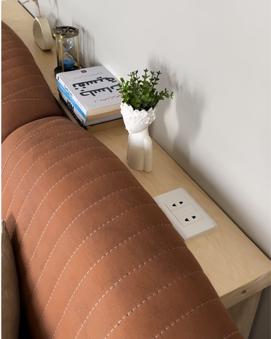 Modern Sofa Console Table with Built-in Power Outlet – Set of 2 Panels (80 cm Each) | Solid Muski Wood
