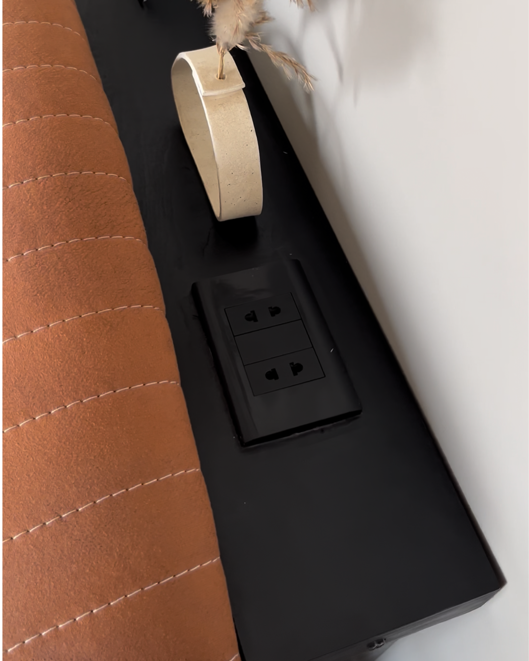 Modern Sofa Console Table with Built-in Power Outlet – Set of 2 Panels (80 cm Each) | Solid Muski Wood